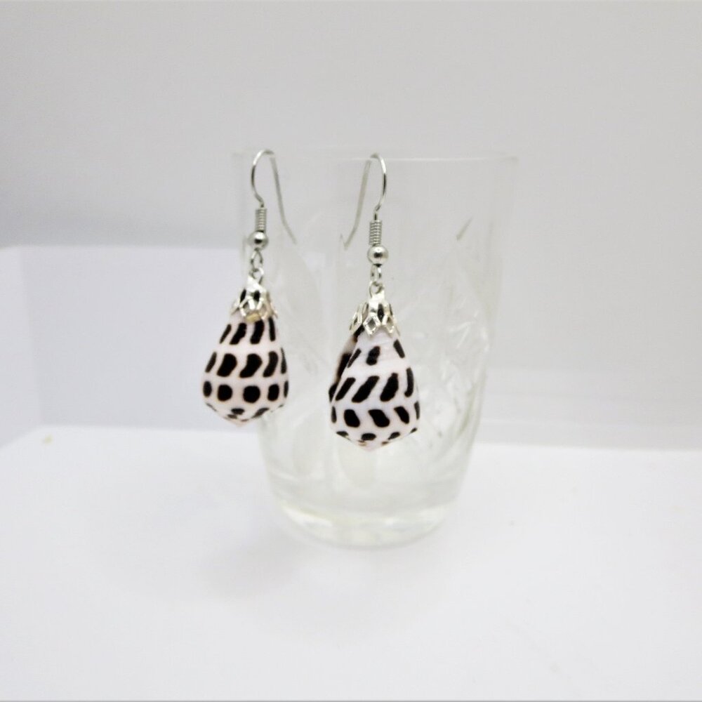 Hawaii Hebrew Cone Shell Dangling Chain Earrings Natural Seashell necklace